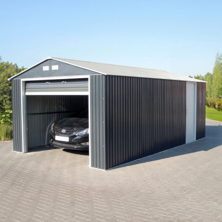 Garage en métal anthracite 19,95m²  H.2,60m DURAMAX