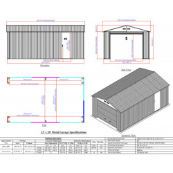 Garage en métal anthracite 19,95m²  H.2,60m DURAMAX