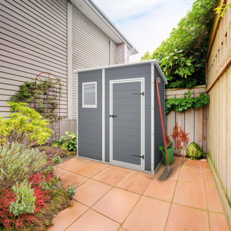 Abri de jardin en résine 2,06m² monopente + plancher Keter