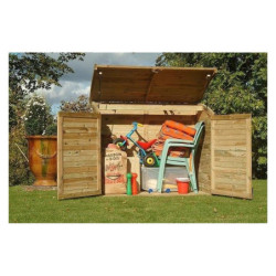 Coffre en bois traité autoclave teinté marron 1200L