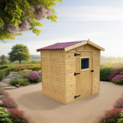 Abri de jardin en bois 2,56m² panneaux 16mm + plancher Habrita