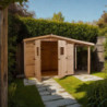 Abri de jardin en bois brut 3,7m² + bûcher 2,08m² + plancher