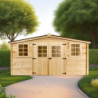 Abri en bois massif 16m² 28mm + toit en plaques ondulées Habrita