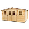 Abri en bois massif 16m² 28mm + toit en plaques ondulées Habrita