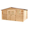 Abri en bois massif 16m² 28mm + toit en plaques ondulées Habrita