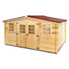 Abri en bois massif 16m² 28mm + toit en plaques ondulées Habrita