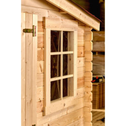 Abri en bois massif 16m² 28mm + toit en plaques ondulées Habrita