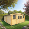 Abri de jardin 20m² en bois massif - Madriers 28mm