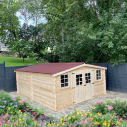 Abri de jardin 20m² en bois massif - Madriers 28mm