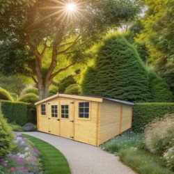 Abri de jardin 20m² en bois massif - Madriers 28mm