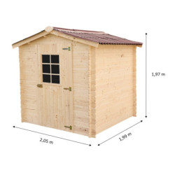 Abri de jardin en bois massif 4,08m² avec madriers 20mm Habrita