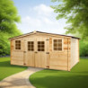 Abri en bois massif 28mm 12m² + couverture onduline