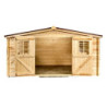 Abri en bois massif 28mm 12m² + couverture onduline