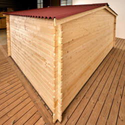 Abri en bois massif 28mm 12m² + couverture onduline