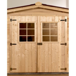 Abri en bois massif 28mm 12m² + couverture onduline