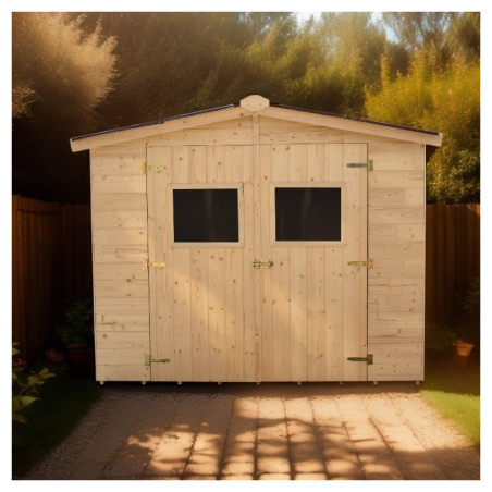 Abri en bois 5,76m² + plancher + couverture plaques ondulées