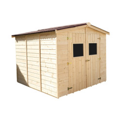 Abri en bois 5,76m² + plancher + couverture plaques ondulées