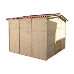 Abri en bois 5,76m² + plancher + couverture plaques ondulées