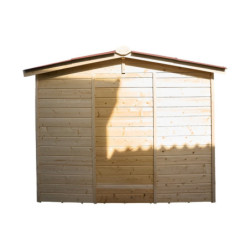 Abri en bois 5,76m² + plancher + couverture plaques ondulées