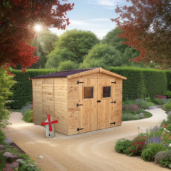 Abri en bois 5,76m² + plancher + couverture plaques ondulées