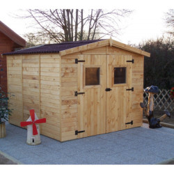 Abri en bois 5,76m² + plancher + couverture plaques ondulées