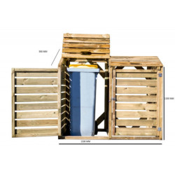 Double cache poubelle en bois massif certifié et traité autoclave