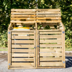 Double cache poubelle en bois massif certifié et traité autoclave