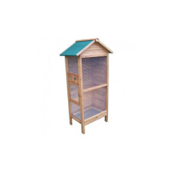 Cage à oiseaux rectangulaire 0,42m² en bois FSC pour 3 à 4 oiseaux