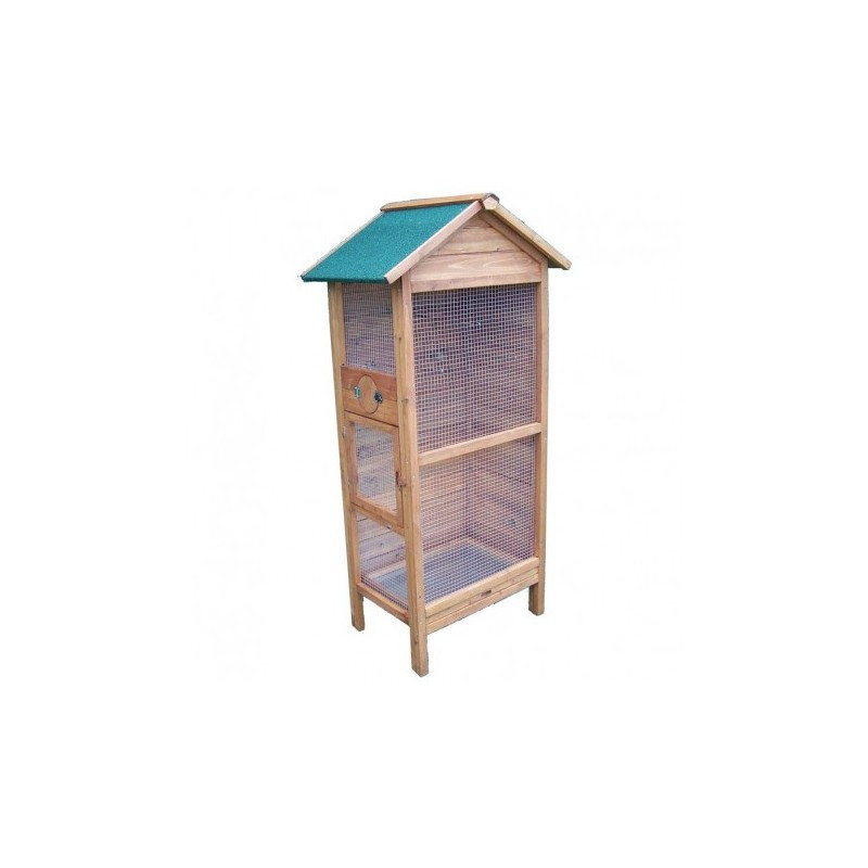 Cage à oiseaux rectangulaire 0,42m² en bois FSC pour 3 à 4 oiseaux