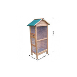 Cage à oiseaux rectangulaire 0,42m² en bois FSC pour 3 à 4 oiseaux