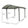 Carport en alu gris 1 voiture 14,62m² - Toit polycarbonate 6mm Habrita
