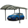 Carport en alu gris 1 voiture 14,62m² - Toit polycarbonate 6mm Habrita