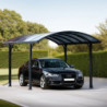 Carport en alu gris 1 voiture 14,62m² - Toit polycarbonate 6mm Habrita