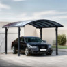 Carport en alu gris 1 voiture 14,62m² - Toit polycarbonate 6mm Habrita