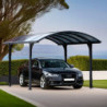 Carport en alu gris 1 voiture 14,62m² - Toit polycarbonate 6mm Habrita