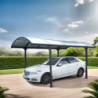 Carport en alu gris 1 voiture 14,62m² - Toit polycarbonate 6mm Habrita