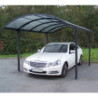 Carport en alu gris 1 voiture 14,62m² - Toit polycarbonate 6mm Habrita