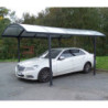 Carport en alu gris 1 voiture 14,62m² - Toit polycarbonate 6mm Habrita