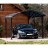 Carport en alu gris 1 voiture 14,62m² - Toit polycarbonate 6mm Habrita