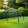 Carport en alu gris 1 voiture 14,62m² - Toit polycarbonate 6mm Habrita
