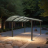 Carport en alu gris 1 voiture 14,62m² - Toit polycarbonate 6mm Habrita