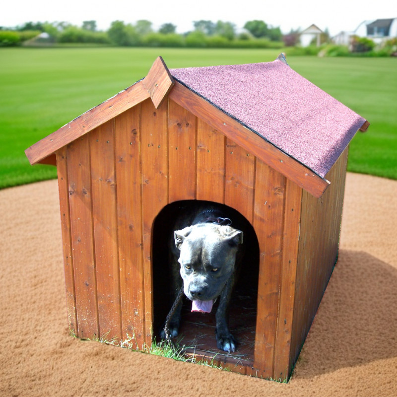 Niche pour chien 1,17m² en bois avec toit bitumé et plancher Habrita