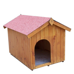 Niche pour chien en bois avec toit bitumé et plancher Habrita