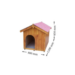 Niche pour chien en bois avec toit bitumé et plancher Habrita