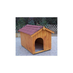 Niche pour chien en bois avec toit bitumé et plancher Habrita
