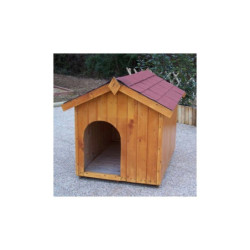 Niche pour chien en bois avec toit bitumé et plancher Habrita