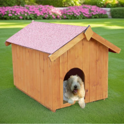 Niche pour chien0,77m²  en bois avec toit bitumé et plancher Habrita