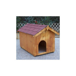 Niche pour chien0,77m²  en bois avec toit bitumé et plancher Habrita