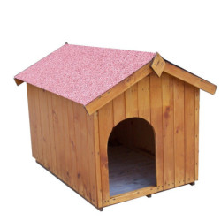 Niche pour chien0,77m²  en bois avec toit bitumé et plancher Habrita