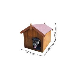 Niche pour chien0,77m²  en bois avec toit bitumé et plancher Habrita